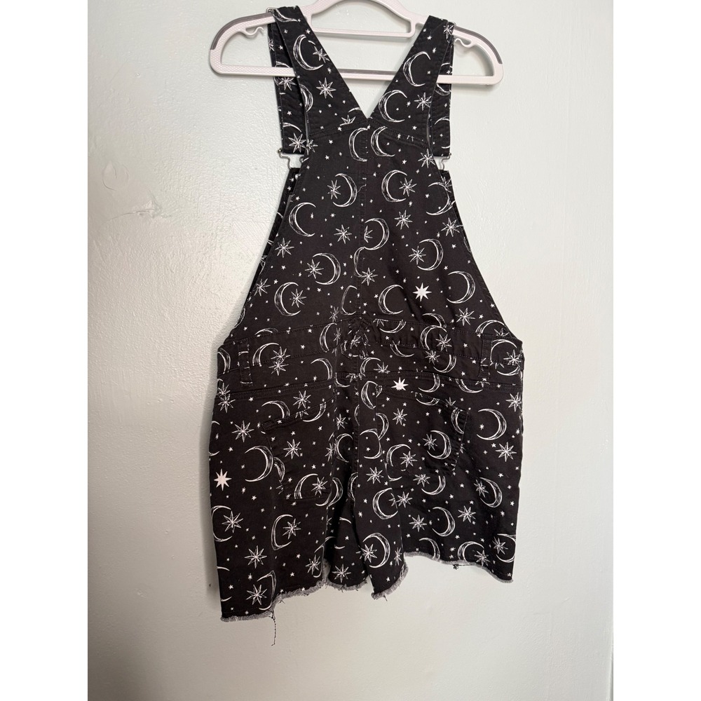 HT Denim Shortalls in black and white cosmic moons and stars overalls - Picture 7 of 7